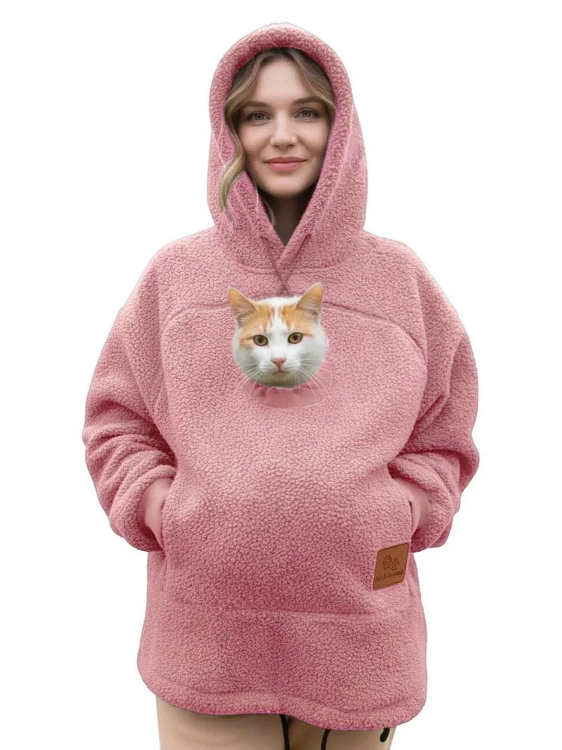 Pet Pocket Hoodie unisex hooded sweatshirt made of lamb wool