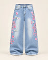 Sakura Embroidered Baggy Jeans