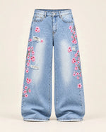 Sakura Embroidered Baggy Jeans