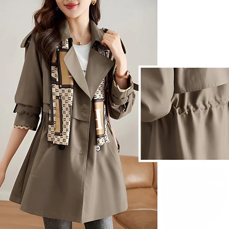 ✨ Fashionable high-end women's windbreaker with mid-length lapel