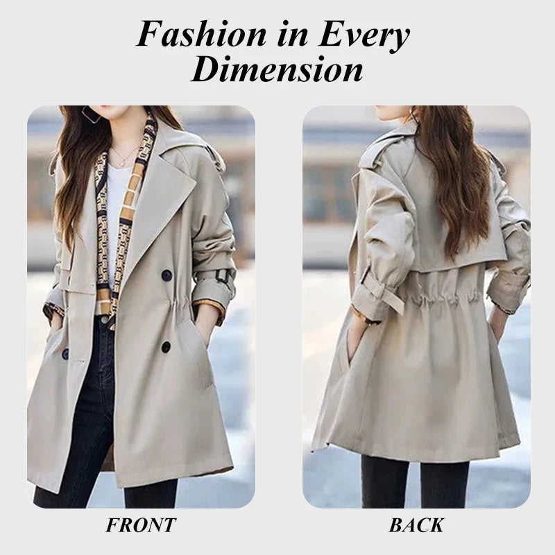✨ Fashionable high-end women's windbreaker with mid-length lapel