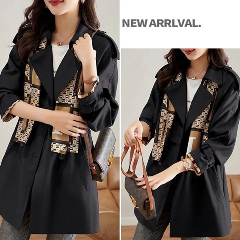 ✨ Fashionable high-end women's windbreaker with mid-length lapel