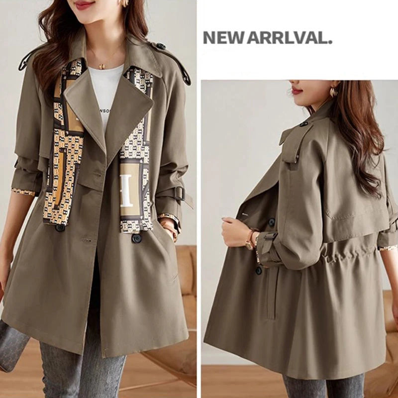 ✨ Fashionable high-end women's windbreaker with mid-length lapel