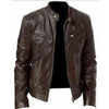 PU Leather Stand-Collar Zip-Up Jacket
