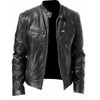 PU Leather Stand-Collar Zip-Up Jacket