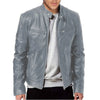 PU Leather Stand-Collar Zip-Up Jacket