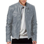 PU Leather Stand-Collar Zip-Up Jacket