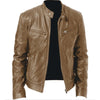 PU Leather Stand-Collar Zip-Up Jacket