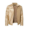 PU Leather Stand-Collar Zip-Up Jacket