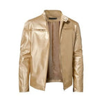 PU Leather Stand-Collar Zip-Up Jacket