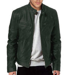 PU Leather Stand-Collar Zip-Up Jacket