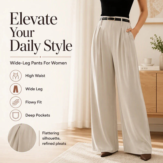 🌸 Women's High-Waisted Relaxed Wide-Leg Pants