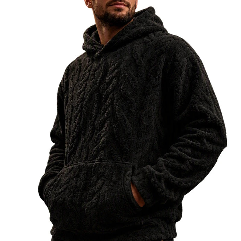 💥Men's Jacquard Fleece-Lined Hooded Pullover