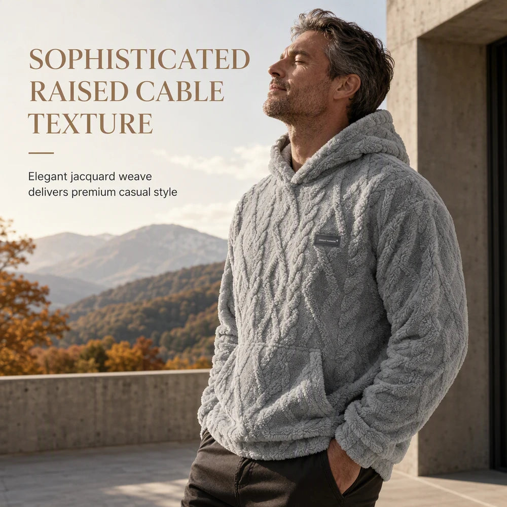💥Men's Jacquard Fleece-Lined Hooded Pullover