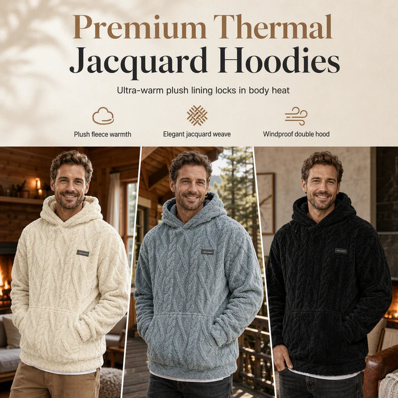 💥Men's Jacquard Fleece-Lined Hooded Pullover