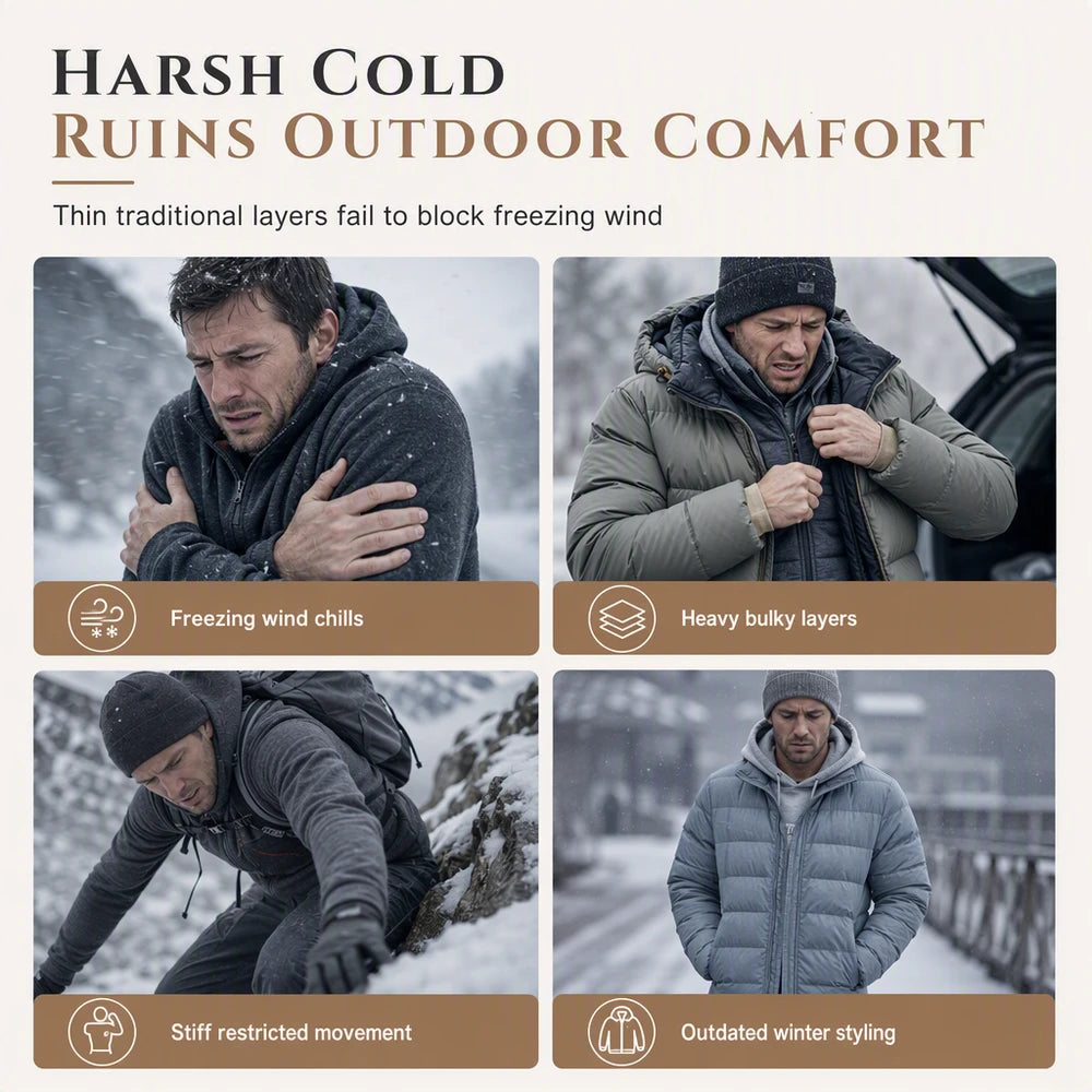 💥Men's Jacquard Fleece-Lined Hooded Pullover