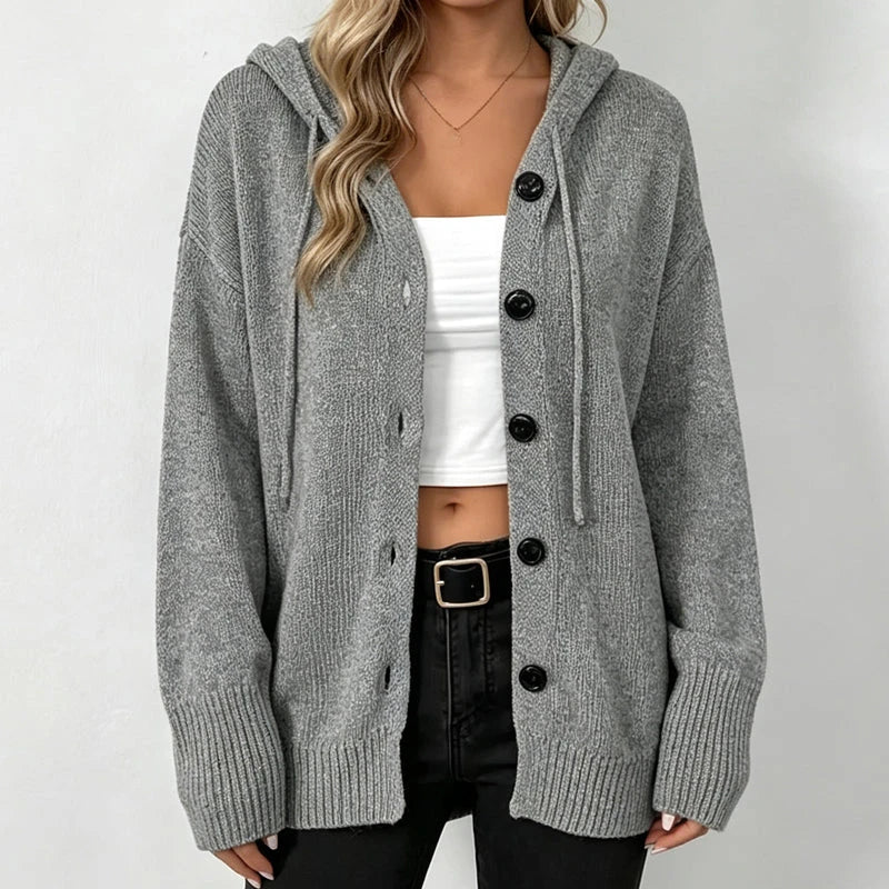 🧶Women's Hooded Button-Up Knit Cardigan