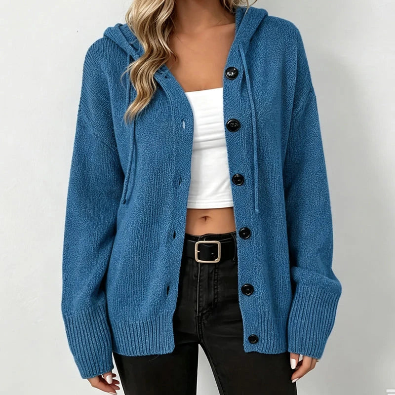 🧶Women's Hooded Button-Up Knit Cardigan