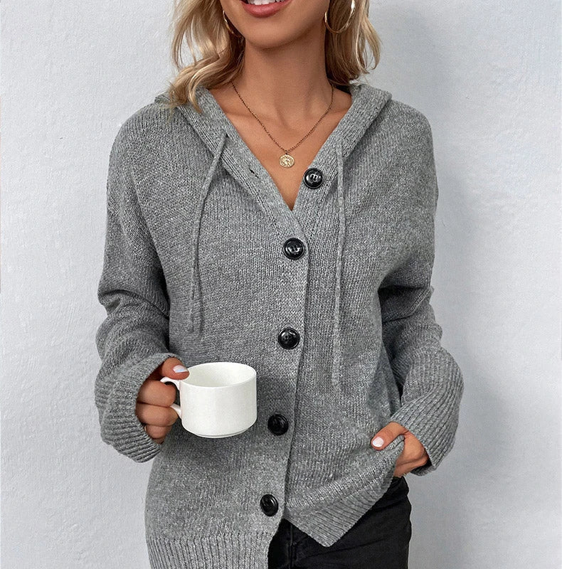 🧶Women's Hooded Button-Up Knit Cardigan