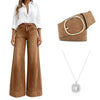 Waisted Wide-Leg Denim Jeans