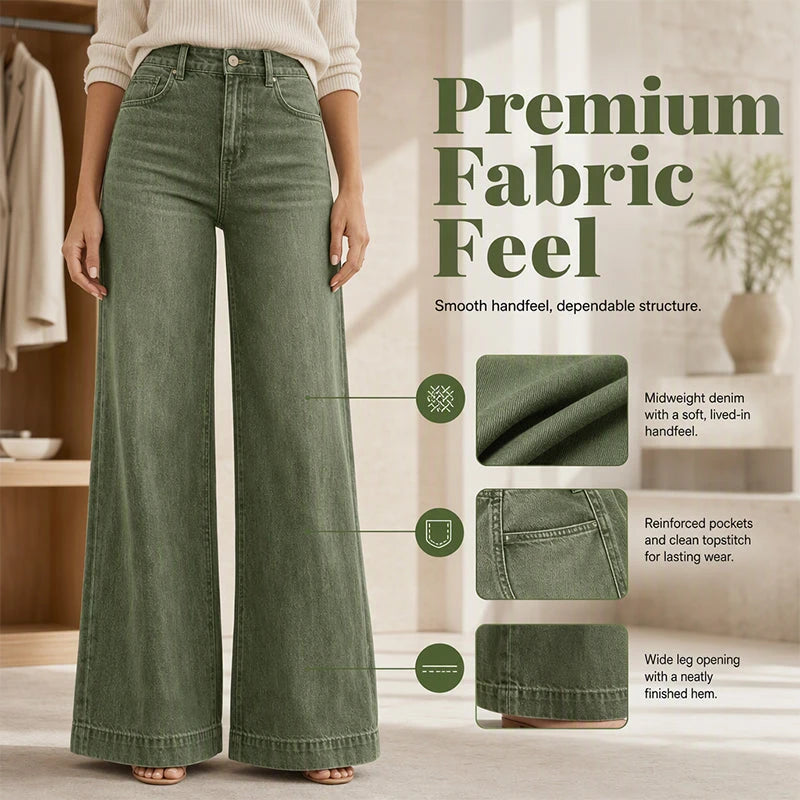 Waisted Wide-Leg Denim Jeans