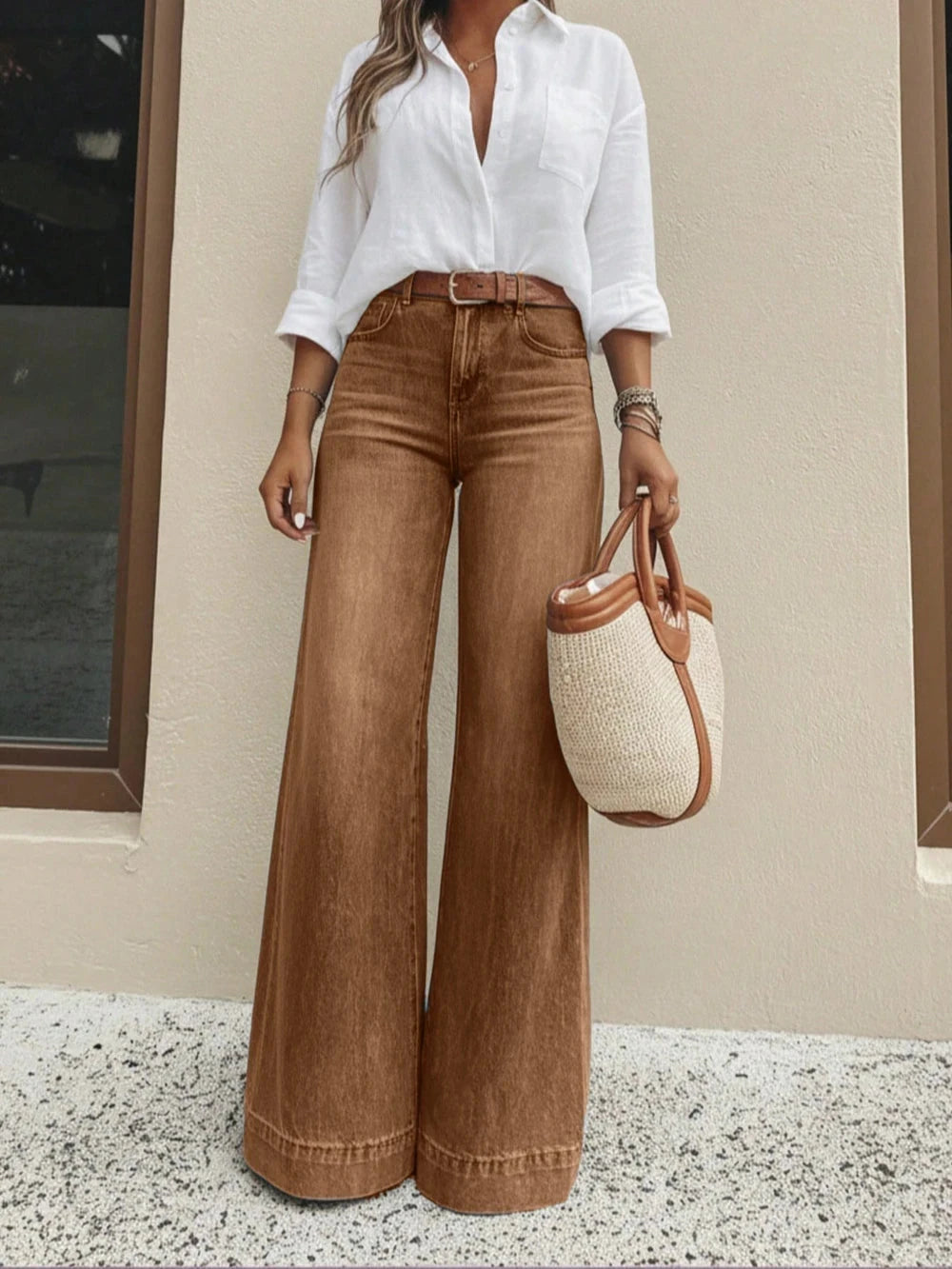 High-Waist Wide-Leg Denim
