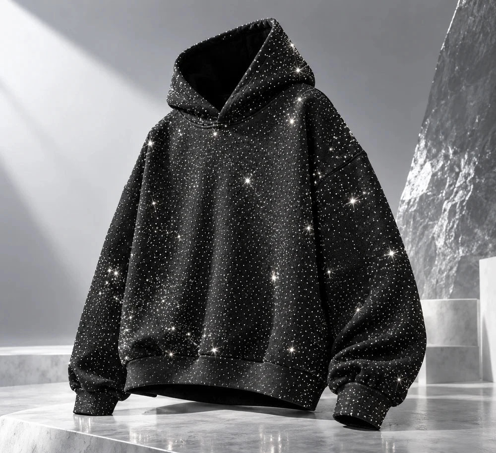 Rhinestone Glitter Oversized Hoodie