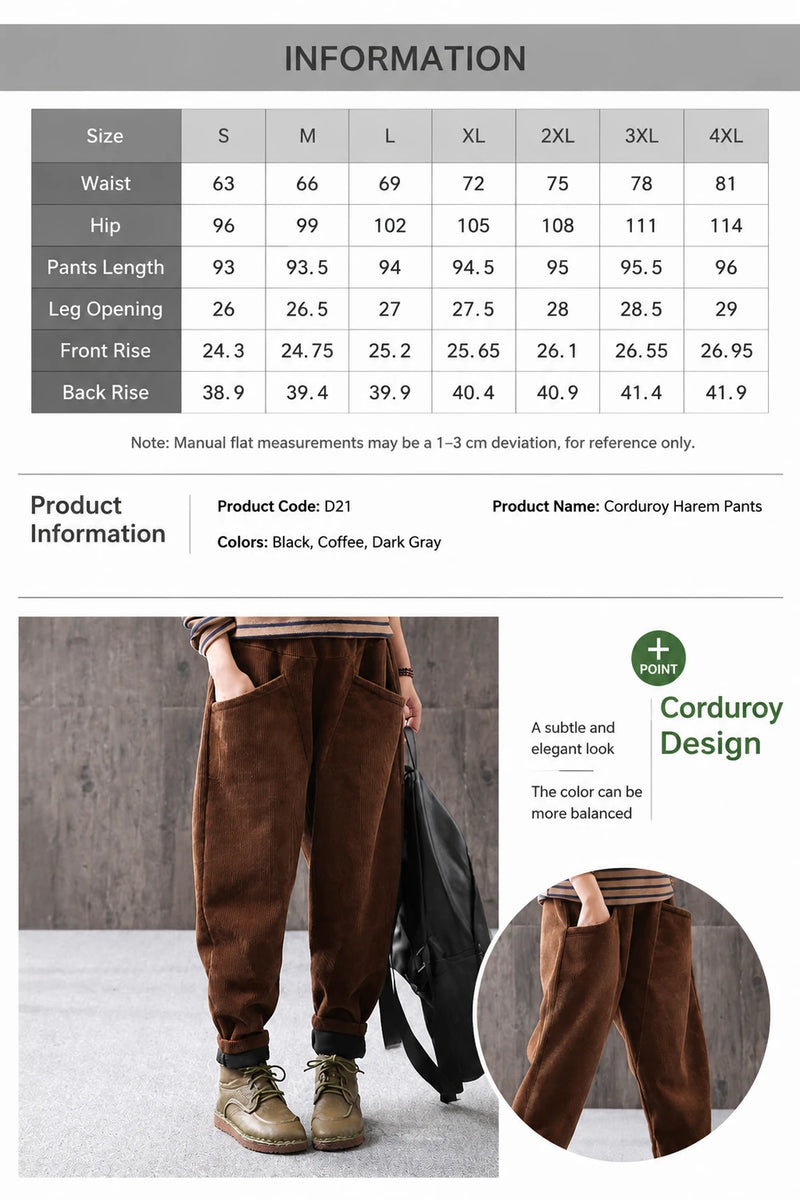 Plus Size Corduroy Pants
