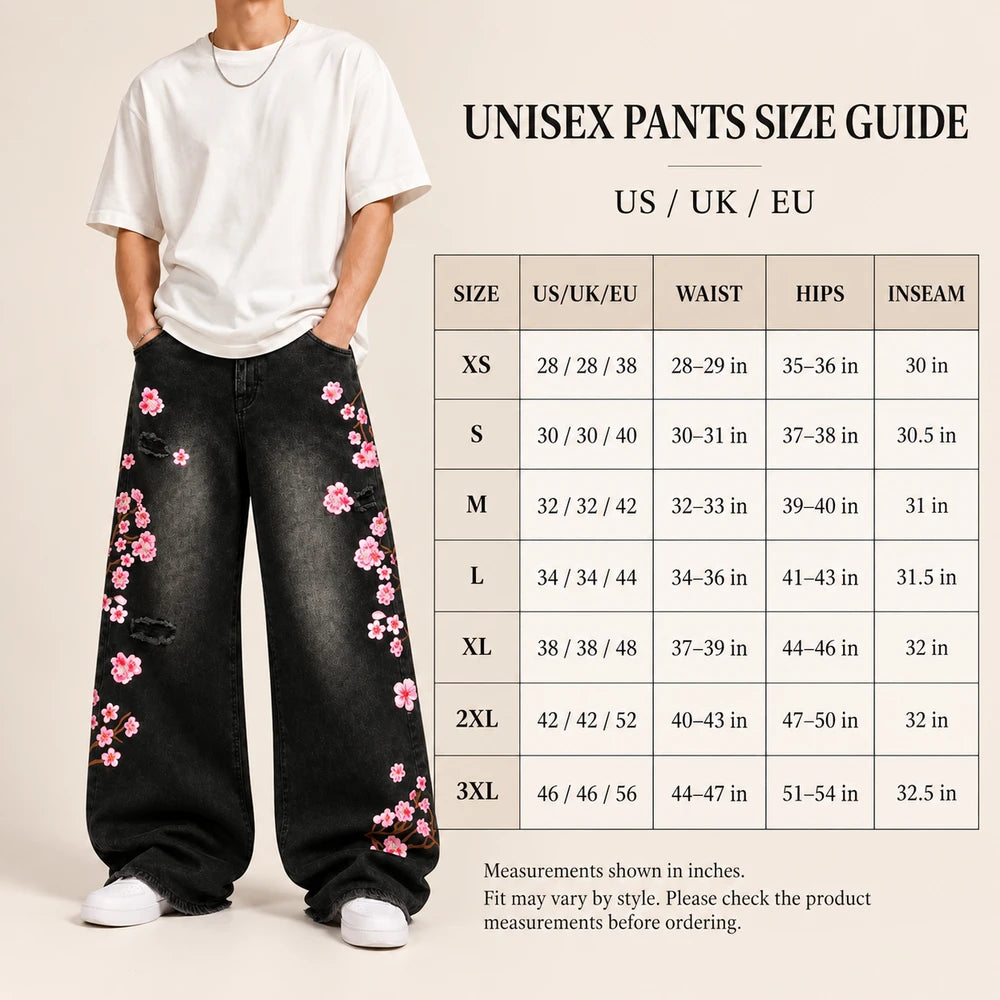 Sakura Embroidered Baggy Jeans