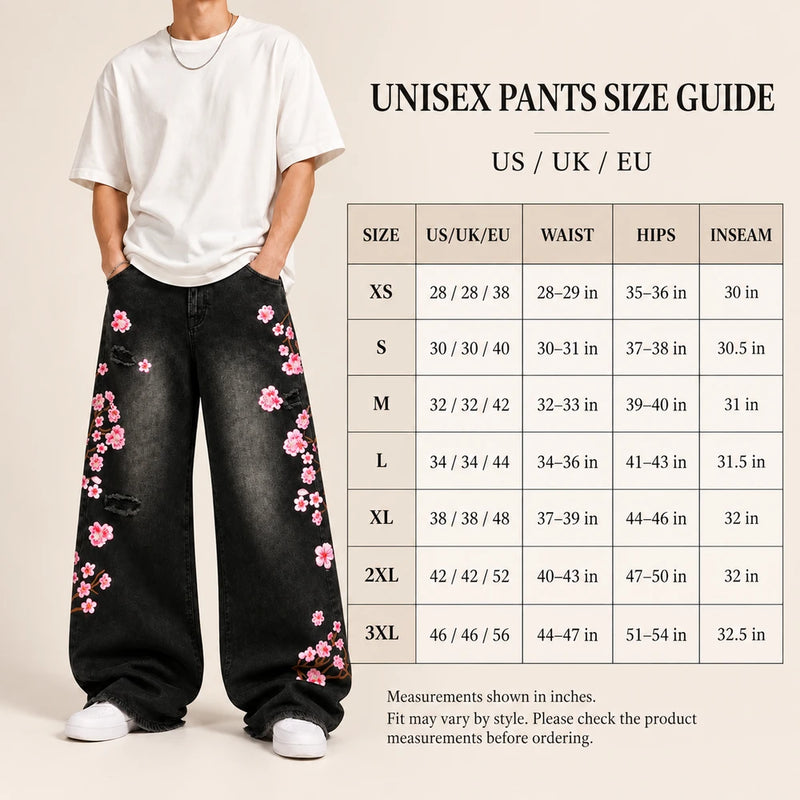 Sakura Embroidered Baggy Jeans