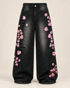 Sakura Embroidered Baggy Jeans