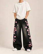 Sakura Embroidered Baggy Jeans